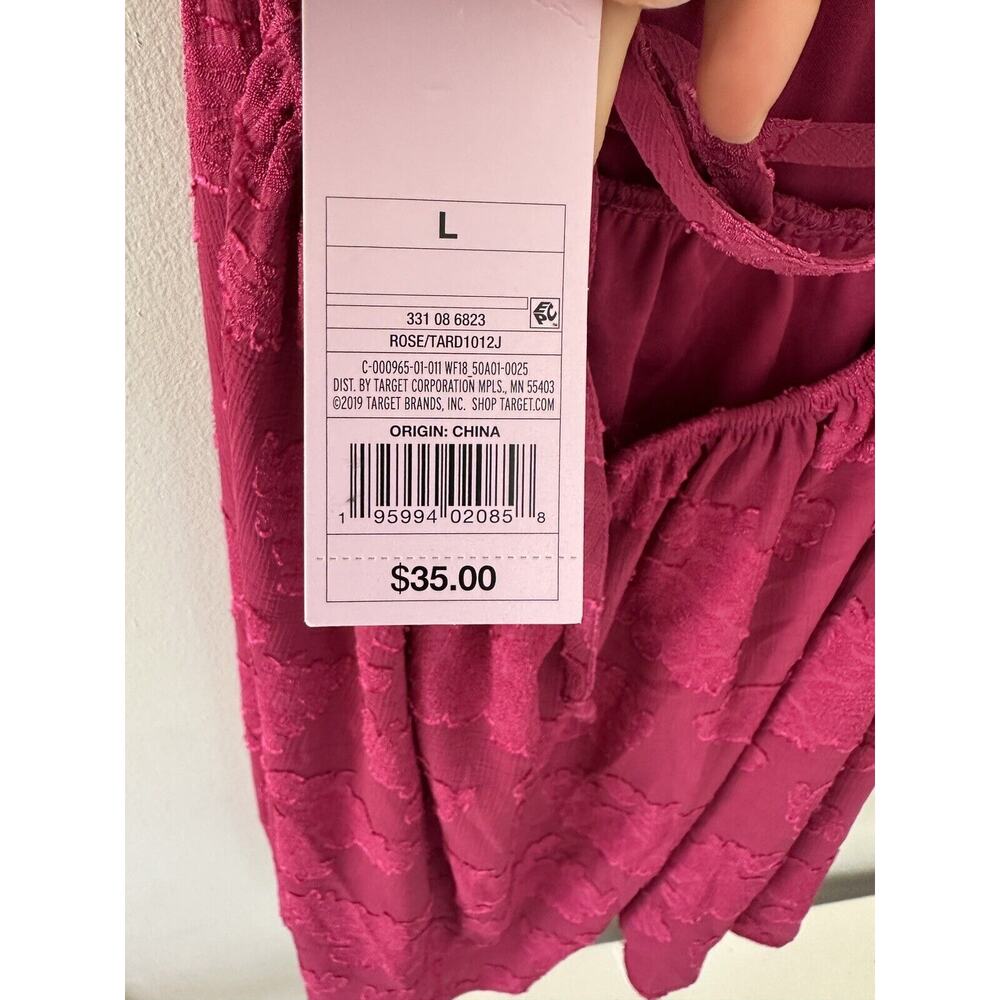 WILD FABLE DRESS SLEEVELESS OPEN LACED BACK ROUCHED Roses L - Picture 6 of 9